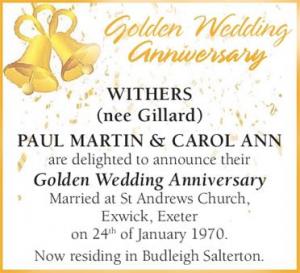 PAUL MARTIN & CAROL ANN WITHERS (nee Gillard)