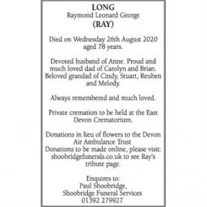 RAYMOND LEONARD GEORGE (RAY) LONG